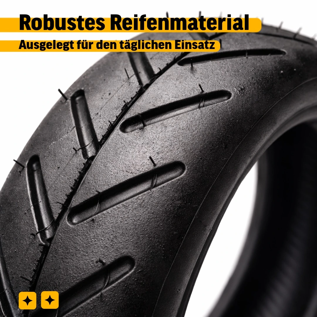 E-Scooter Reifen 8.5x2 (50/75-6.1) – Ersatzreifen kompatibel mit vielen Modellen 3 Detailaufnahme des Profils eines E-Scooter Reifens 8.5x2 mit sichtbarer Gummistruktur und Profilrillen