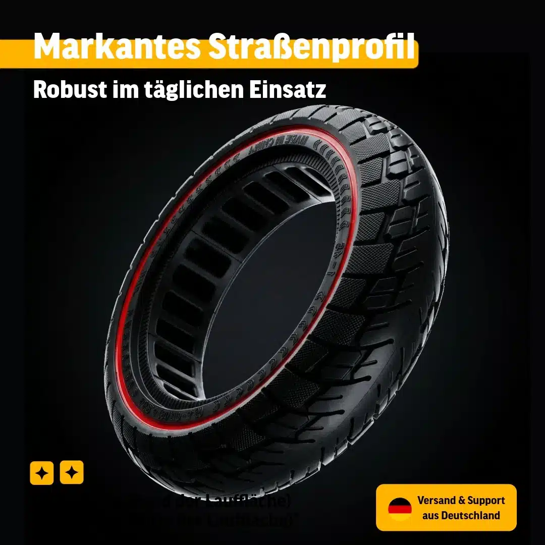 Vollgummi Reifen 10x2.5 60/70-6.5 45mm kompatibel mit Ninebot Max G30 G30D G30LP F2 Serie 6 E-Scooter Vollgummi Reifen Straßenprofil robust für täglichen Einsatz