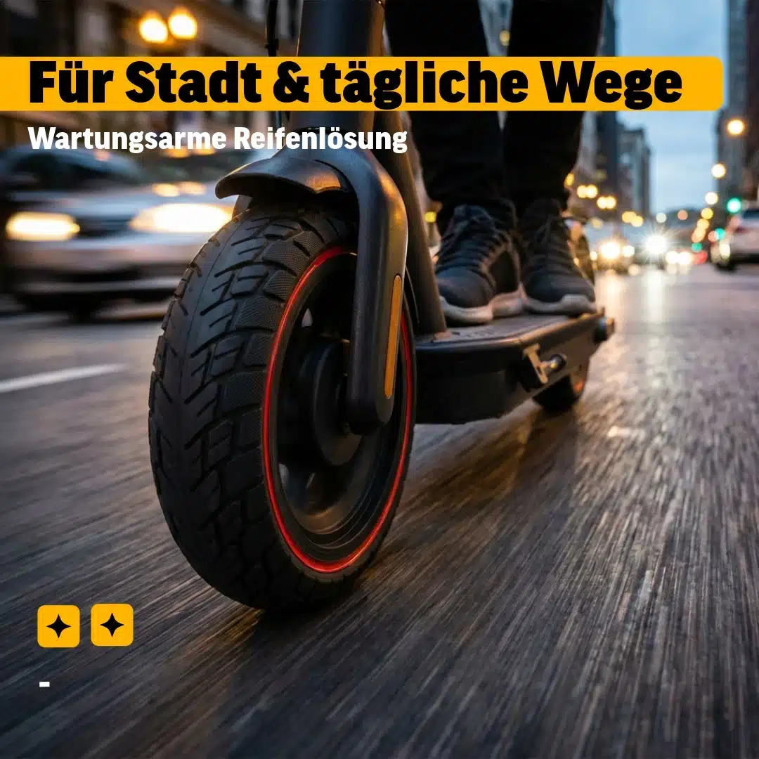 Vollgummi Reifen 10x2.5 60/70-6.5 45mm kompatibel mit Ninebot Max G30 G30D G30LP F2 Serie 9 E-Scooter mit Vollgummi Reifen im Stadtverkehr für tägliche Wege wartungsarme Nutzung